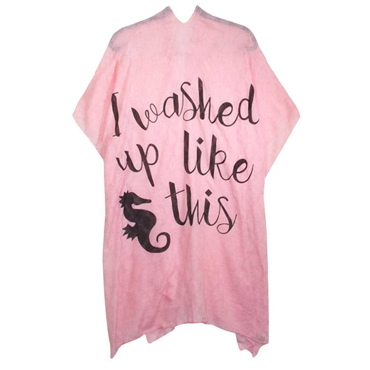 Pink I Washed Up Like This Solid Lettering Cover Up Poncho, The lightweight poncho top is made of soft and breathable Viscose material. The fashionista Poncho Cover up with open front design, simple basic style, easy to put on and down. Perfect Gift for Wife, Mom, Birthday, Holiday, Anniversary, Fun Night Out.