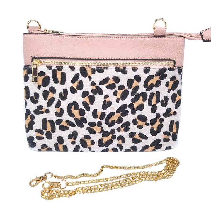 Pink Leopard Patterned Accented Faux Leather Crossbody Bag, look like the ultimate fashionista when carrying this small chic bag, great for when you need something small to carry or drop in your bag, Birthday Gift, Valentine's Day Gift, Anniversary Gift, Love You Gift, Mother's Day Gift, Thank you Gift