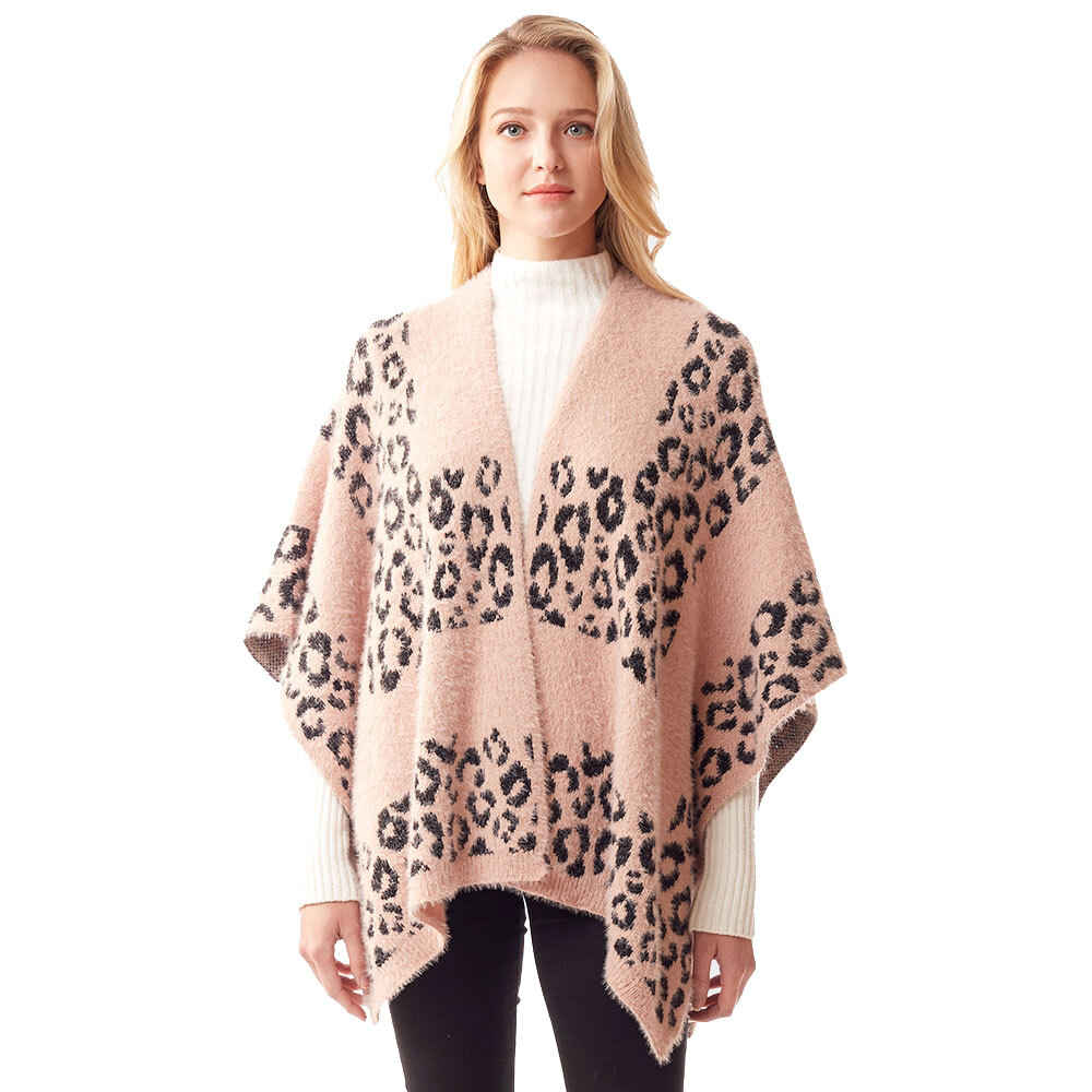 Pink Leopard Patterned Soft Fuzzy Ruana Poncho Soft Leopard Shawl Cape Wrap, are trending and an easy, comfortable, warm option you can easily throw on and look great in any outfit! Perfect Birthday Gift , Christmas Gift , Anniversary Gift, Regalo Navidad, Regalo Cumpleanos, Valentine's Day Gift, Dia del Amor