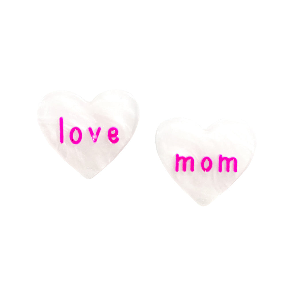 Peach Love Mom Message Celluloid Acetate Heart Stud Earrings, jewelry that fits your lifestyle, adding a pop of pretty color. Enhance your attire with these vibrant beautiful heart stud earrings to dress up or down your look. Look like the ultimate fashionista with these stud earrings! add something special to your outfit! It will be your new favorite accessory.