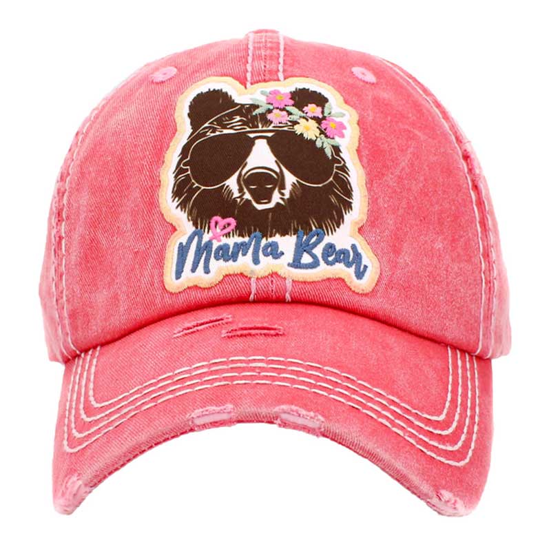Pink Mama Bear Message Vintage Baseball Cap. Fun cool animal themed vintage cap. This peace Mama Bear embroidered baseball cap is made for you. It's fully adjustable and easy to style! Perfect to keep your hair away from you face while exercising, running, playing tennis or just taking a walk outside. Adjustable Velcro strap gives you the perfect fit.