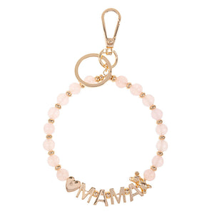 Pink Mama Message Heart Bear Pointed Semi Precious Key Chain Bracelet, Make your mom feel special with this gorgeous Bracelet gift! Her heart will swell with joy! Designed to add a gorgeous stylish glow to any outfit. Show mom how much she is appreciated & loved. This piece is versatile and goes with practically anything!
