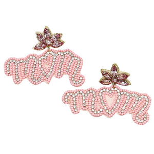 Pink Mom Seed Beaded Earrings, enhance your attire with these beautiful seed-beaded earrings to show off your fun trendsetting style. Can be worn with any daily wear such as shirts, dresses, T-shirts, etc. These mom earrings will garner compliments all day long. Whether day or night, on vacation, or whether you're wearing a dress or a coat, these earrings will make you look more glamorous and beautiful.