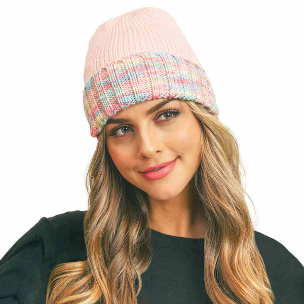 Multi Color Band Fleece Beanie Hats