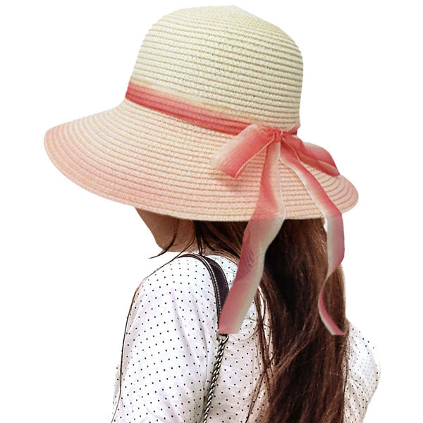 Pink Ombre Bow Band Straw Sun Hat, whether you’re basking under the summer sun at the beach, lounging by the pool, or kicking back with friends at the lake, a great hat can keep you cool and comfortable even when the sun is high in the sky.  Large, comfortable, and perfect for keeping the sun off of your face, neck, and shoulders, ideal for travellers who are on vacation or just spending some time in the great outdoors.