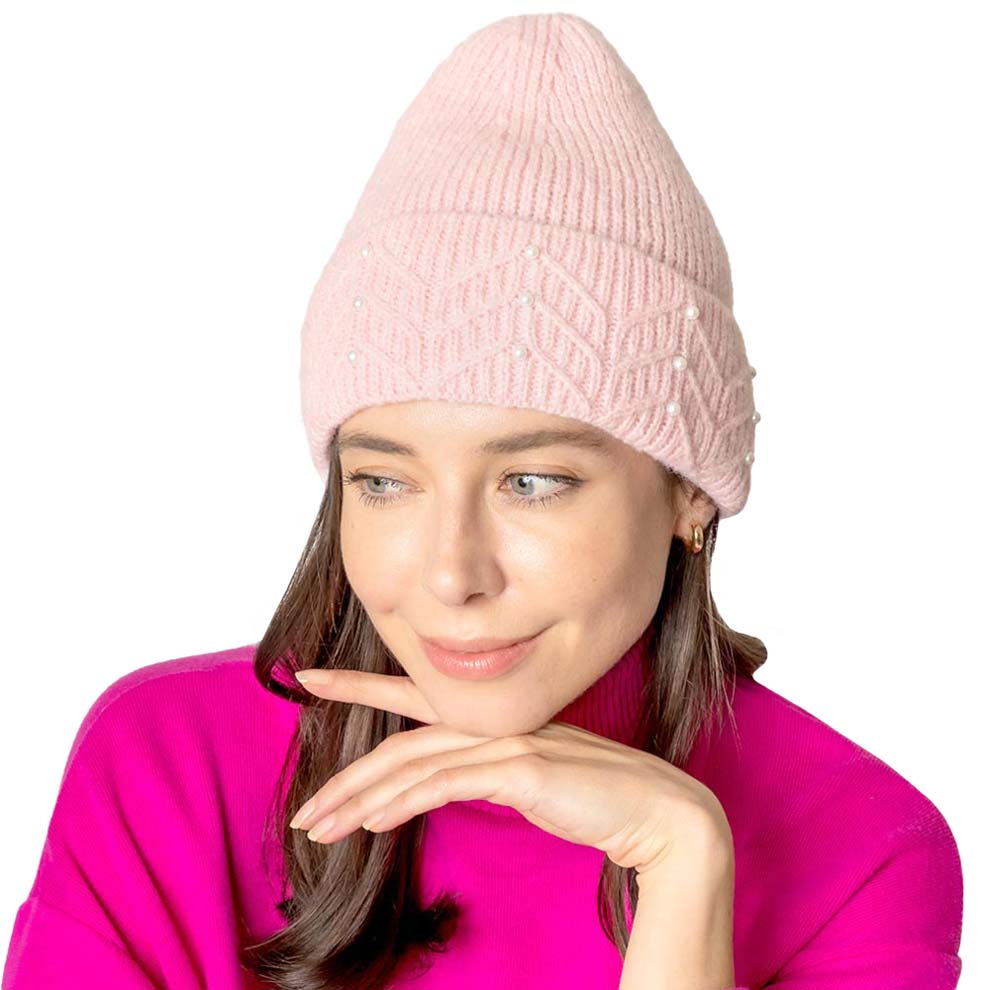 Pink Pearl Beanie Hat, you’ll want to reach for this toasty beanie to keep you incredibly warm. Whenever you wear this beanie hat, you'll look like the ultimate fashionista with the royal look of accented pearl. Accessorize the fun way with this pom hat which gives you the autumnal touch needed to finish your outfit in style. Excellent winter gift accessory and Perfect Gift for Birthdays, Christmas, holidays, anniversaries, Valentine’s Day, etc. Have a cozy & warm winter!