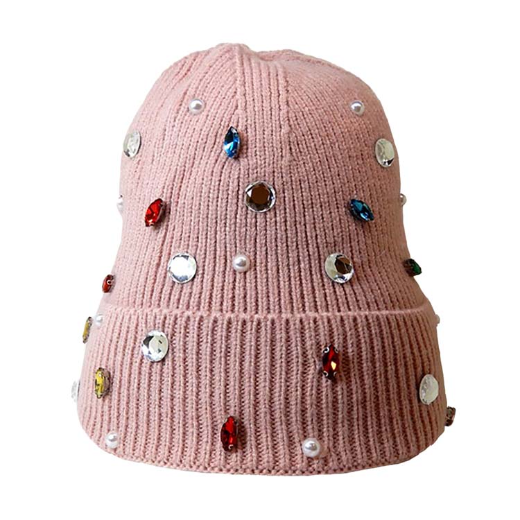 Pink Pearl Jewel Embellished Fleece Lining Knit Beanie Hat, wear this beautiful beanie hat with any ensemble for the perfect finish before running out the door into the cool air. The hat is made in a unique style and it's richly warm and comfortable for winter and cold days. It perfectly meets your chosen goal. An awesome winter gift accessory and the perfect gift item for Birthdays, Christmas, Stocking stuffers, Secret Santa, holidays, anniversaries, Valentine's Day, etc. Stay warm & trendy!