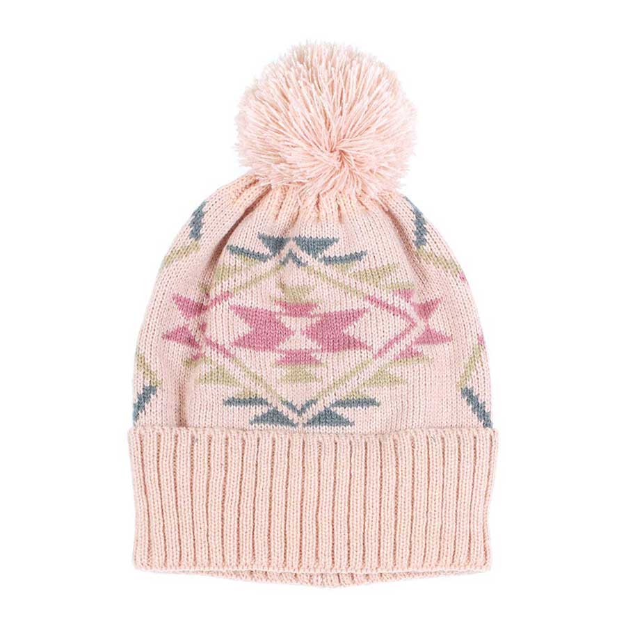 Pink Pom Pom Western Pattern Beanie Hat, Take your winter outfit to the next level and have wonderful western pattern beanie with pom poms, Comfortable beanie keep your head and ear warm during the winter. These are perfect to go skiing, snowboarding, sledding, running, camping, traveling, ice skating and more. Awesome winter gift accessory!  