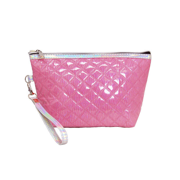 Pink Quilted Shiny Puffer Pouch Bag, small colorful shiny puffer pouch bag, perfect for money, credit cards, keys or coins, comes with a wristlet for easy carrying, light and simple. Put it in your bag and find it quickly with it's bright colors. Great for running small errands while keeping your hands free. 