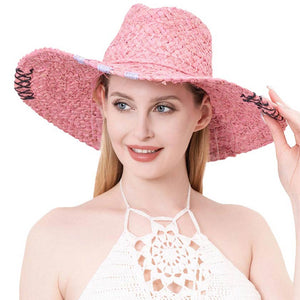 Pink Raffia Pointed Straw Sun Hat, This raffia Pointed Straw sun hat features a large brim and a lovely textured hat bucket. Not only functional but very stylish, the Sun Hat will give your outfit an individual, elegant touch. Perfect gifts for weddings, holidays, or any occasion. Due to this, all eyes are fixed on you.