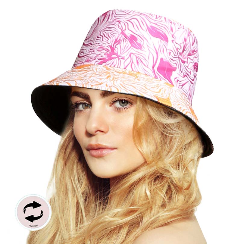 Blue Reversible Abstract Patterned Bucket Hat, Before running out the door under the sun, you’ll want to reach for this reversible abstract-patterned bucket hat for comfort & beauty. It's the perfect outfit for while on a beach, on a tour, outing, party, or walking under the sun. Fantastic summer & spring gift accessory!