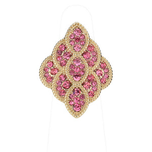 Pink Rhinestone Embellished Petal Stretch Ring, This beautiful stretch ring is made to make you look stunning and stand out from the crowd on any special occasion. The added stretch band ensures a comfortable fit on any finger size. This rhinestone ring makes it look shine even better. It is sure to garner admiration with these awesome rings on special occasions. Perfect Birthday Gift, Anniversary Gift, Mother's Day Gift, Graduation Gift, Prom Jewelry, Just Because Gift.