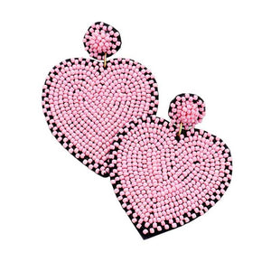 Pink Seed Bead Heart Dangle Earrings, Take your love for statement accessorizing to a new level of affection with the heart dangle earrings. Accent all your sundresses with the extra fun vibrant color handmade beaded heart earrings, which are crafted with high-quality seed beads with elaborate handwoven knit by Artisans. Wear these gorgeous earrings to make you stand out from the crowd & show your trendy choice.
