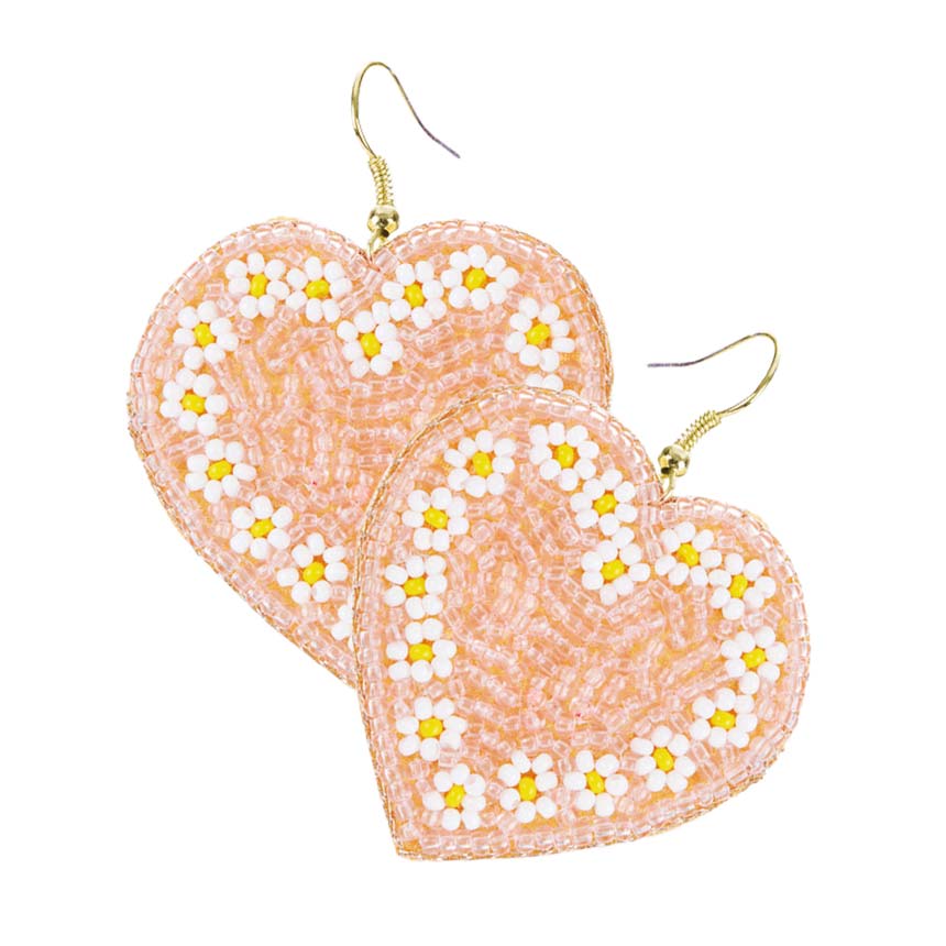 Pink Seed Beaded Heart Dangle Earrings, Wear these gorgeous earrings to make you stand out from the crowd & show your trendy choice. The beautifully crafted design adds a gorgeous glow to any outfit. Put on a pop of color to complete your ensemble in perfect style. Perfect for adding just the right amount of shimmer & shine. Perfect for Birthday Gifts, Anniversary gifts, Mother's Day Gifts, Graduation gifts, and Valentine's Day gifts. Stay unique & beautiful!