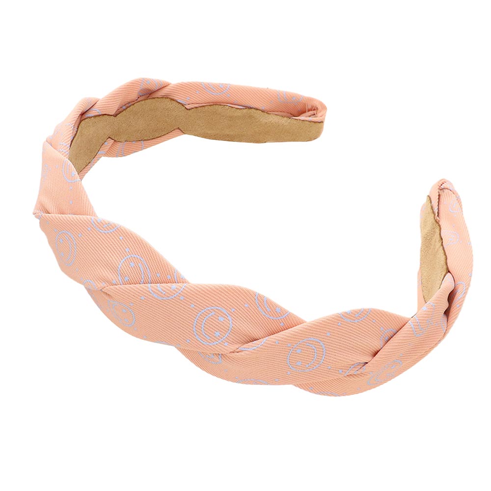 Pink Smile Patterned Braided Headband, create a natural & beautiful look while perfectly matching your color with the easy-to-use smile patterned braided headband. Perfect for everyday wear, special occasions, outdoor festivals, and more. Awesome gift idea for your loved one or yourself.