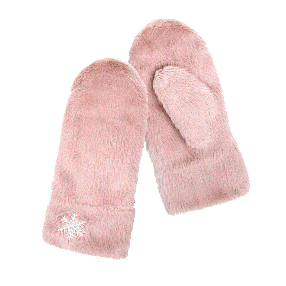 Pink Snowflake Accented Super Soft Faux Fur Mitten Gloves Mitts warm & cozy mittens will protect you from the wintry weather. Comfortable, soft faux fur & cable knit, finished with a hint of stretch for comfort & flexibility. Perfect Gift Birthday, Christmas, Stocking Stuffer, Anniversary, Loved One