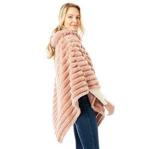 Pink Soft Faux Fur Collar Poncho, a fashionable and stylish design is great for year round to wear on any occasion from casual to formal. Throw it on as a warm, soft layer over your career and casual outfits. Cozy and soft wrap collar poncho that will make you look unique on any occasion. Perfect for casual outings, parties, and office. Great gift idea for friends and family. Soft and comfortable polyester material for long-lasting warmth on cold days. Perfect winter gift for your loved ones.