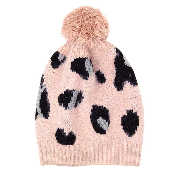 Pink Soft Fuzzy Leopard Print Beanie Hat With Pom Pom, before running out the door into the cool air, you’ll want to reach for this toasty beanie to keep you incrediblywarm. Accessorize the fun way with this faux fur pom pom hat, these leopard themed beanie hat have the autumnal touch you need to finish your outfit in style. Awesome winter gift accessory! Perfect Gift Birthday, Christmas, Stocking Stuffer, Secret Santa, Holiday, Anniversary, Valentine's Day, Loved One.