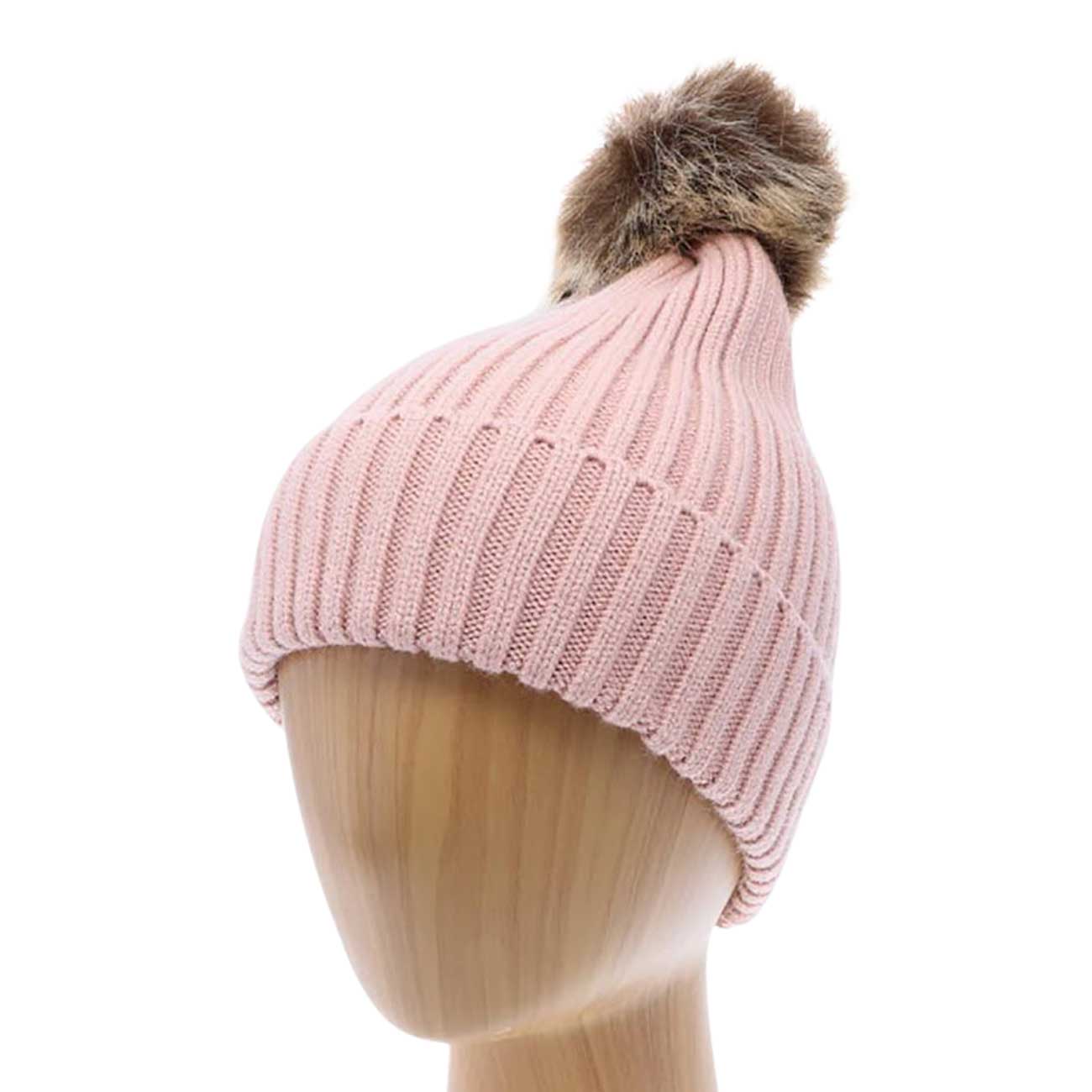 Pink Soft Knit Faux Pom Pom Beanie Hat. From daily life to holidays, this super stylish beanie hat's cozy fabric will keep you looking great and feeling warm. It's elegant, comfortable, and fashionable. Perfect for casual, trips, holidays, sports, skiing, skating, hiking, etc. or simply just for cold weather. 