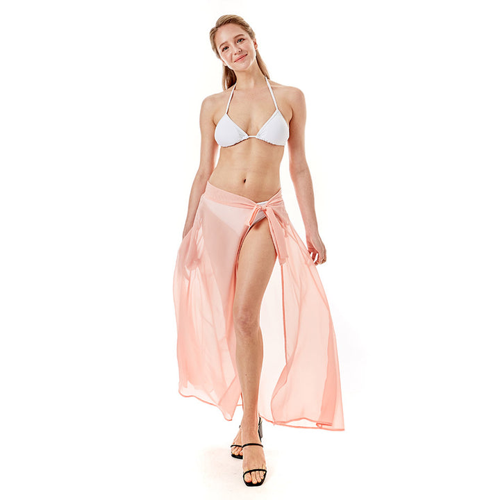 Pink Solid Beach Wrap Skirt, Accent your beauty with this breathable and comfortable, sexy, and cool beach wrap skirt. It's very lightweight and easy to wear and carry. Suitable for Summer wrap skirts, beach costumes, pool parties or simply hanging at home or wherever else your heart desires in Spring, Summer, and Autumn.