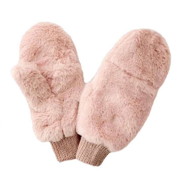 Pink Solid Faux Fur Mitten Gloves, are warm, cozy, and beautiful mittens that will protect you from the cold weather while you're outside and amp your beauty up in perfect style. It's a comfortable, soft brushed poly stretch knit that will keep you perfectly warm and toasty. It's finished with a hint of stretch for comfort and flexibility. Wear gloves or a cover-up as a mitten to make your outfit gorgeous with luxe and comfortability.