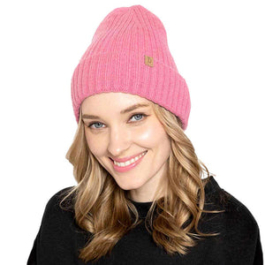 Pink Solid Ribbed Cuff Beanie Hat, before running out the door into the cool air, you’ll want to reach for this toasty beanie to keep you incredibly warm. Accessorize the fun way with this beanie winter hat, it's the autumnal touch you need to finish your outfit in style. This solid color variation beanie will highlight your Christmas festive outfit. Awesome winter gift accessory! Perfect Gift Birthday, Christmas, Stocking Stuffer, Secret Santa, Holiday, Anniversary, Valentine's Day, Loved One.