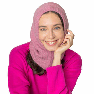 Pink Solid Snood Hat, This classic snood will provide warmth in the winter. Comfortable and lightweight made with breathable fabric. Fabulous and stylish knitting pattern for an all-in-one hat and snood. A snood hat will become a favorite accessory in cold weather for everyday indoors and outers. The set will be a good gift for your loved ones. Care! Stay fashionable with extra warmth.