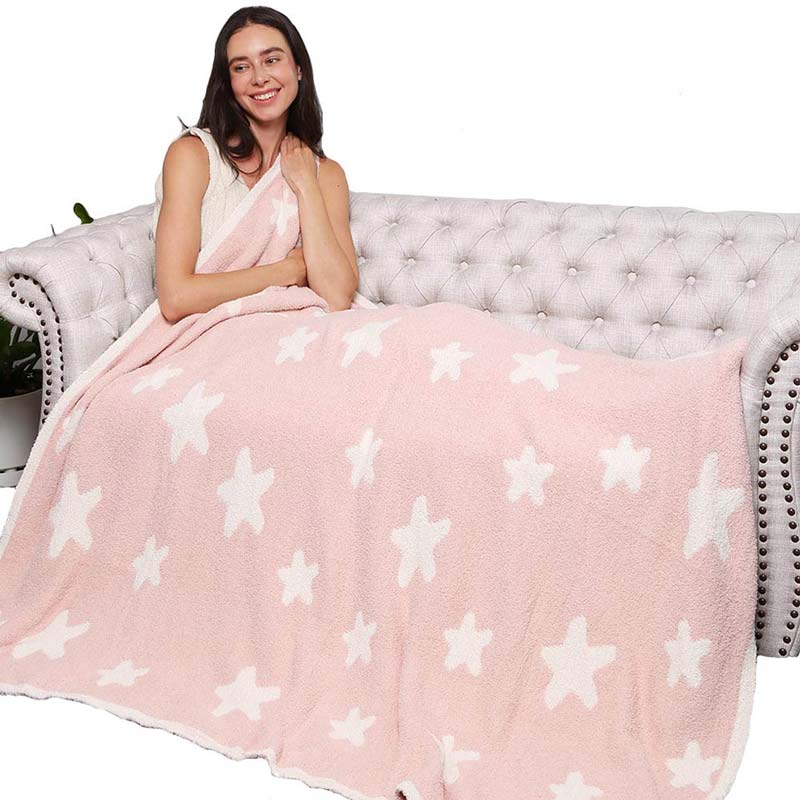 Pink Star Patterned Throw Blanket, is a highly versatile Star Patterned Blanket that is warm and beautiful at the same time. This reversible throw blanket is perfect for kids and adults of all ages. Give your bedroom or living room a neutral look update with bold stars printed design on both sides. This beautiful blanket keeps you perfectly warm, cozy & toasty. A perfect gift item for a Birthday, Holiday, Christmas, Anniversary, Valentine's Day, etc. Stay warm and cozy in style!