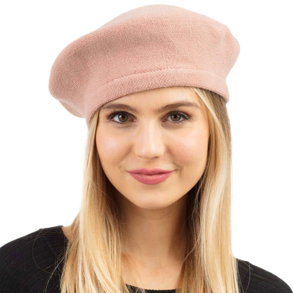 Pink Trendy Fashionable Winter Stretchy Solid Beret Hat, this Women Beret Hat Solid Color Stretchy Beret Cap doubles as a rain hat and is snug on the head and stays on well. It will work well to keep the rain off the head and out of the eyes and also the back of the neck. Wear it to lend a modern liveliness above a raincoat on trans-seasonal days in the city.