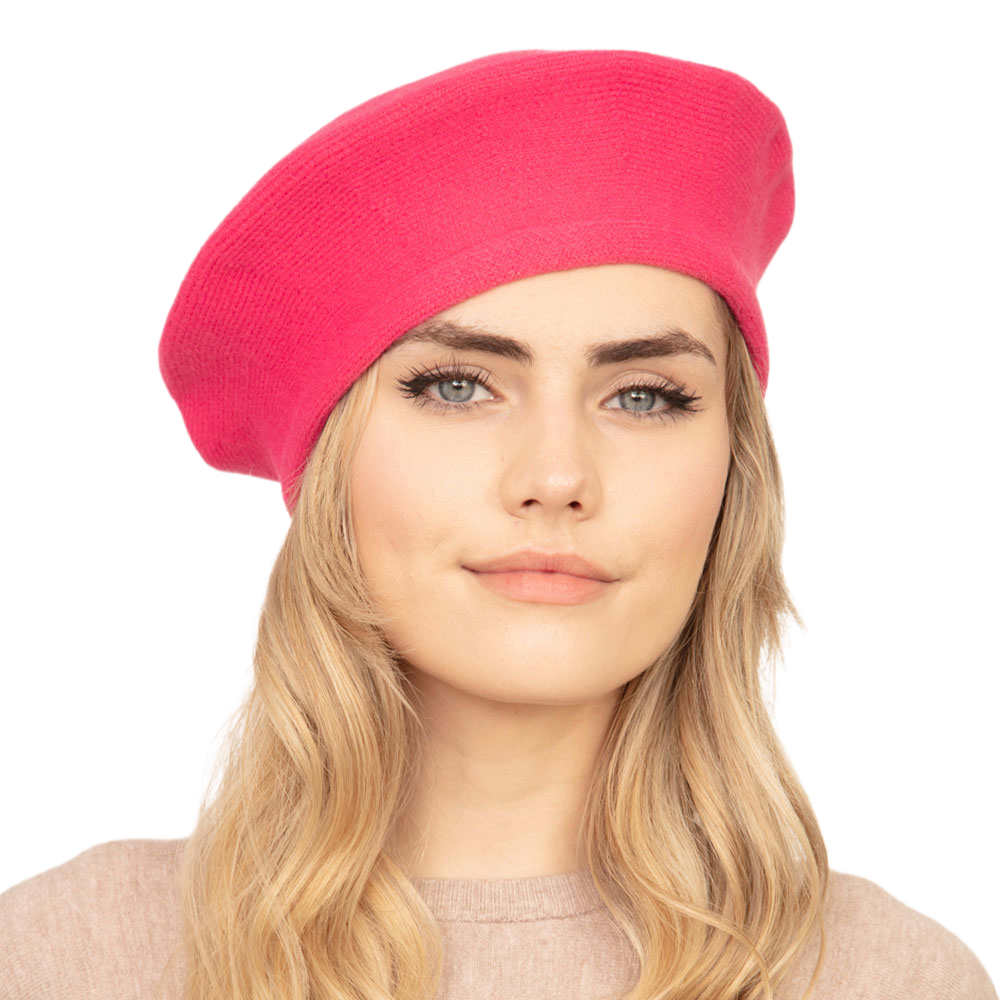 Pink Trendy Fashionable Winter Stretchy Solid Beret Hat, this Women Beret Hat Solid Color Stretchy Beret Cap doubles as a rain hat and is snug on the head and stays on well. It will work well to keep the rain off the head and out of the eyes and also the back of the neck. Wear it to lend a modern liveliness above a raincoat on trans-seasonal days in the city.