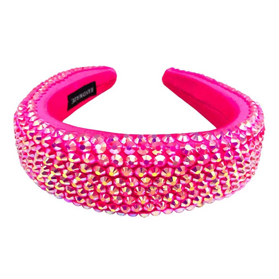 Pink Studded Padded Headband, sparkling placed on a wide padded headband making you feel extra glamorous especially when crafted from padded beaded headband . Push back your hair with this pretty plush headband, spice up any plain outfit! Be ready to receive compliments. Be the ultimate trendsetter wearing this chic headband with all your stylish outfits! 