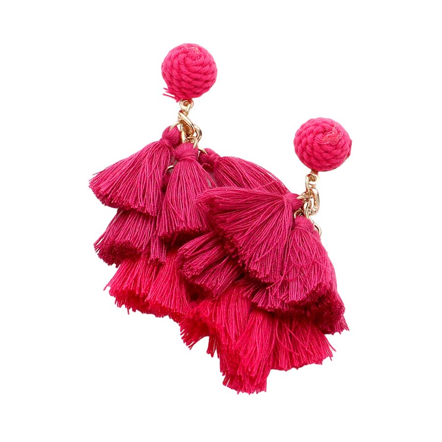 Pink Tassel Cluster Vine Dangle Earrings, are beautifully designed with cluster vine on a tassel theme to put on a pop of color and complete your ensemble. Perfect for adding the perfect beauty & glamor everywhere. Perfect gift for Birthdays, Anniversaries, Mother's Day, Graduation, etc. Show off your trendy choice & perfect combination with these beautiful earrings.