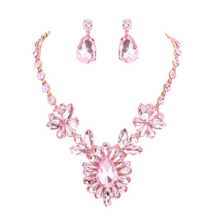 Pink Teardrop Stone Cluster Evening Necklace is an excellent jewelry set that will sparkle all night long making you shine like a diamond. This stunning jewelry set will make you stand out from the crowd on any special occasion and show your perfect class. 