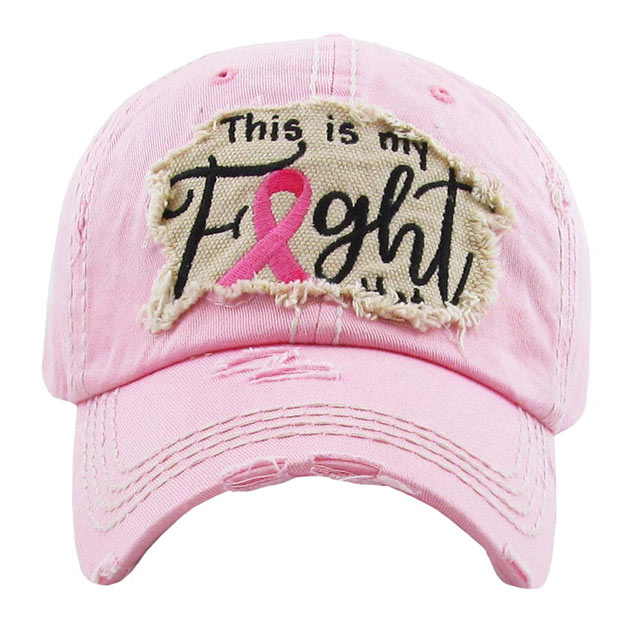 Pink This is my Fight Hat Pink Ribbon Vintage Baseball Cap, Show your trendy side with this lovely Baseball hat. Soft textured, embroidered message with fun statement will become your favorite cap. It is an adorable baseball cap that has a vintage look, giving it that lovely appearance. The vintage cap is perfect for night out, outdoor event, hip hop fashion, halloween costume, shopping, dating, wedding, music festival, evening party, prom, travel, beach, vacations and even for casual business wear.