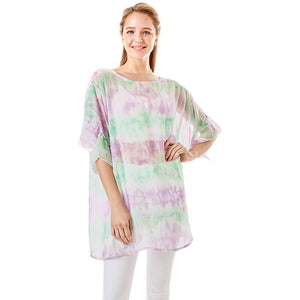 Pink Tie Dye Cover Up Poncho, When you're not feeling your outfit, it's easy than you think to change it up with this trendy classic poncho. This cover up drapes over your favorite tanks, tees, and more for added flair, and the Tie Dye print add playful movement to your look.