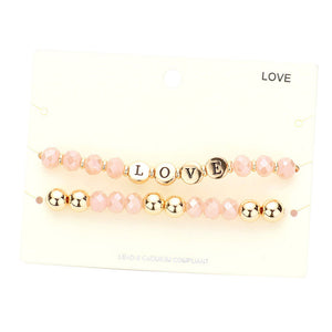 Pink Trendy Love Message Faceted Beaded Stretch Bracelets, Get ready with these Bracelet, put on a pop of color to complete your ensemble. Perfect for adding just the right amount of shimmer & shine and a touch of class to special events. Perfect Birthday Gift, Valentine's Gift, Anniversary Gift, Mother's Day Gift, Graduation Gift.
