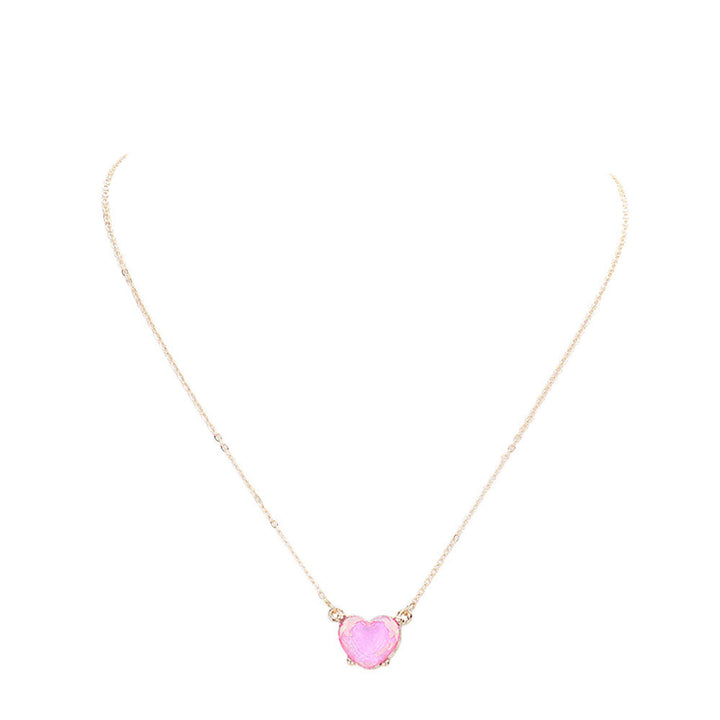 Pink Trendy Stylish Heart Stone Pendant Necklace, Get ready with these Heart Stone Pendant Necklace, put on a pop of color to complete your ensemble. Perfect for adding just the right amount of shimmer & shine and a touch of class to special events. Perfect Birthday Gift, Anniversary Gift, Mother's Day Gift, Graduation Gift.