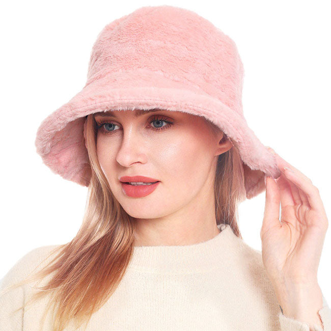 Pink Trendy & Fashionable Winter Faux Fur Solid Bucket Hat. Before running out the door into the cool air, you’ll want to reach for this toasty beanie to keep you incredibly warm. Accessorize the fun way with this beanie hat, it's the autumnal touch you need to finish your outfit in style. Awesome winter gift accessory!