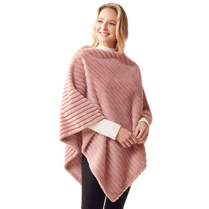 Pink Vertical Faux Fur Poncho Outwear Shawl Cover, the perfect accessory, luxurious, trendy, super soft chic capelet, keeps you warm and toasty. You can throw it on over so many pieces elevating any casual outfit! Perfect Gift Birthday, Holiday, Christmas, Anniversary, Wife, Mom, Special Occasion