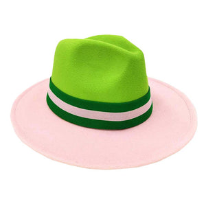 Pink Color Blocked Fedora Hat, fashionable design and vibrant color will make you more attractive. It's a great accessory for any outfit. whether you’re basking under the summer sun at the beach, lounging by the pool, or kicking back with friends at the lake, a great hat can keep you cool and comfortable even when the sun is high in the sky. 