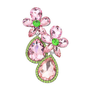 Pink & Green Silver Flower Stone Embellished Teardrop Stone Evening Earrings, the beautifully crafted design adds a glow to any outfit which easily makes your events more enjoyable. These dangle evening earrings make you extra special on occasion. These flower stone dangle earrings enhance your beauty and make you more attractive. These teardrop Stone dangle earrings make your source more interesting and colorful. 