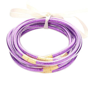 Purple 7PCS Glitter Jelly Tube Bangle Bracelets, are a beautiful & unique collection to your attire to make your look more attractive. Perfect decoration as formal or casual wear at a party, work, or shopping for ladies and girls to wear. The bracelet is filled with enough glitter, it's sparkled in the light. Beautiful bracelets will help you get more compliments on your everyday wear.