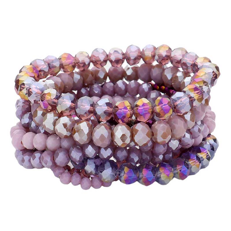 Purple 9PCS Faceted Bead Stretch Bracelets, is a timeless treasure, coordinate this 9 pieces Beaded  bracelet with any ensemble from business casual to everyday wear. Beautiful faceted Beads which are a perfect way to add pop of color and accent your style. Adds a touch of nature-inspired beauty to your look. Make your close one feel special by giving this faceted bracelet as a gift and expressing your love for your loved one on special day.