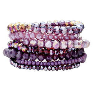 Purple 9PCS Faceted Bead Stretch Bracelets, a timeless treasure, coordinate this 9 pieces Beaded  bracelet with any ensemble from business casual to everyday wear. Beautiful faceted Beads which are a perfect way to add pop of color and accent your style. Adds a touch of nature-inspired beauty to your look. Make your close one feel special by giving this faceted bracelet as a gift and expressing your love for your loved one on special day.