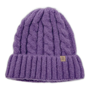 Purple Acrylic One Size Cable Knit Cuff Beanie Hat, Before running out the door into the cool air, you’ll want to reach for these toasty beanie to keep your hands warm. Accessorize the fun way with these beanie, it's the autumnal touch you need to finish your outfit in style. Awesome winter gift accessory!
