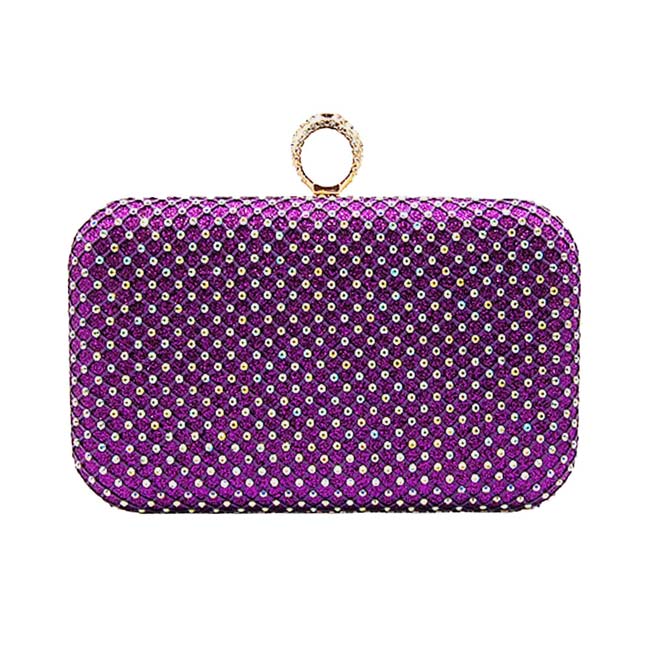 Purple Bling Rectangle Evening Clutch Crossbody Bag, is fit for all occasions and places. perfect for makeup, money, credit cards, keys or coins, and many more things. This handbag features a top Clasp Closure for security and contains a detachable shoulder chain that makes your life easier and trendier. Its catchy and awesome appurtenance drags everyone's attraction to you. Perfect gift ideas for a Birthday, Holiday, Christmas, Anniversary, Valentine's Day, etc.