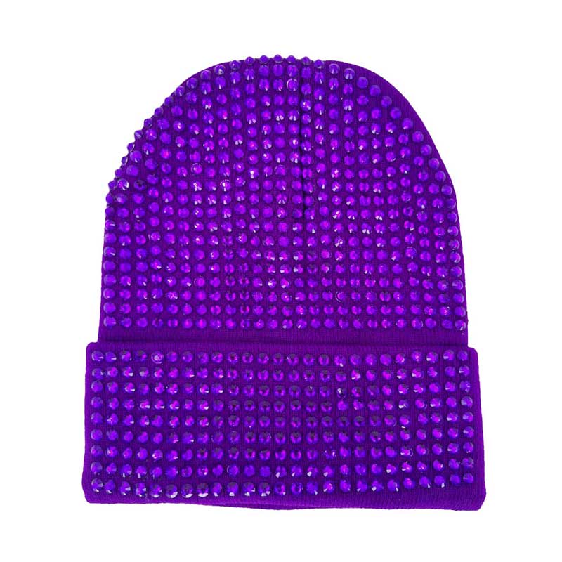 Purple Bling Studded Beanie Hat, The beanie hat is made of soft, gentle, skin-friendly, and elastic fabric, which is very comfortable to wear. This exquisite design is embellished with shimmering Bling Studded for the ultimate glam look! It provides warmth to your head and ears, protects you from the wind, and becomes your ideal companion in spring, autumn and winter. Suitable for wearing for a variety of outdoor activities, such as shopping, hiking, biking, mountaineering, rock climbing, etc.