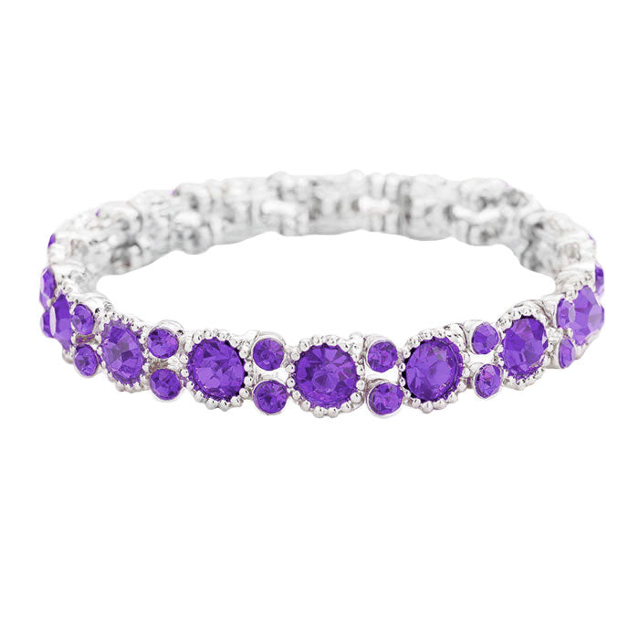 Purple Bubbly Crystal Round Evening Bracelet, Crystal bubbly Stunning Evening bracelet is sure to get you noticed, adds a gorgeous glow to any outfit. perfect for a night out on the town or a black tie party, ideal for Special Occasion, Prom or an Evening out. Awesome gift for birthday, Anniversary, Valentine’s Day or any special occasion, Thank you Gift.