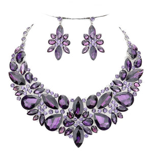 Purple Elegant Special Occasion Multi Stone Evening Necklace. Beautifully crafted design adds a gorgeous glow to any outfit. Jewelry that fits your lifestyle! Perfect Birthday Gift, Anniversary Gift, Mother's Day Gift, Anniversary Gift, Graduation Gift, Prom Jewelry, Just Because Gift, Thank you Gift.