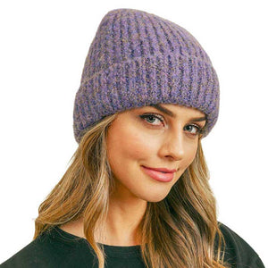 Purple Fuzzy Mixed Color Knit Beanie, Take your winter outfit to the next level and have mixed color beanie, Comfortable beanie keep your head and ear warm during the winter. This beanie can be worn both casual and sophisticated wear and also perfect for outdoor fashion, including biking, camping, ice skating, snowboarding, running and more. Awesome winter gift accessory! 